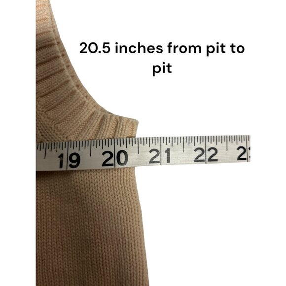 Campure Beige Knit Sleeveless Sweater Vest V-Neck 100% Cotton Made In Ch - Picture 7 of 8